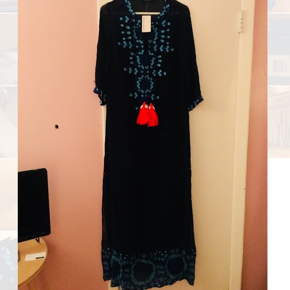 Navy long maxi Summer Dress 👗 Hemant Nandita
